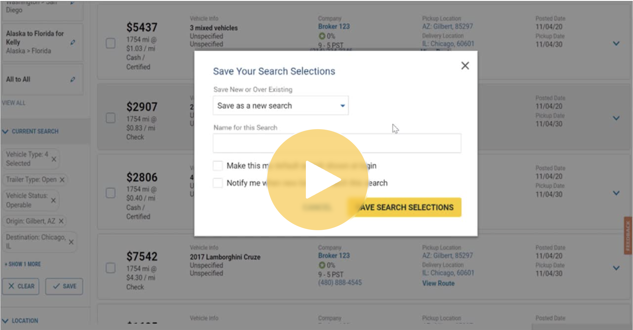 Saved Searches and Notifications - Central Dispatch