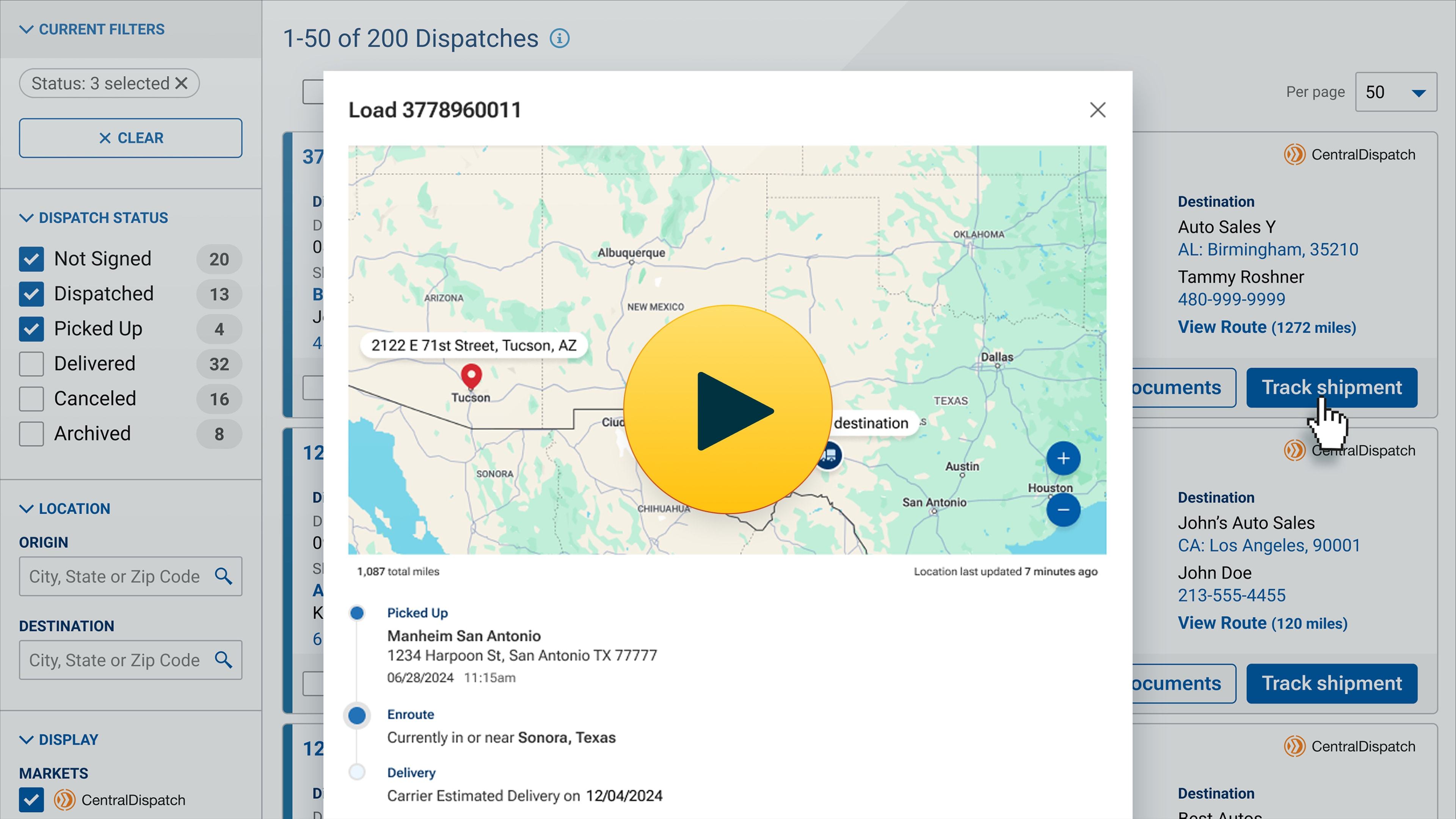Real-Time Tracking - Central Dispatch