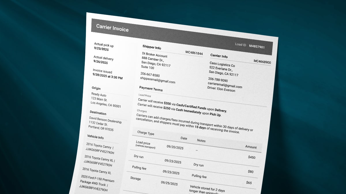 New Invoice Layout - Central Dispatch